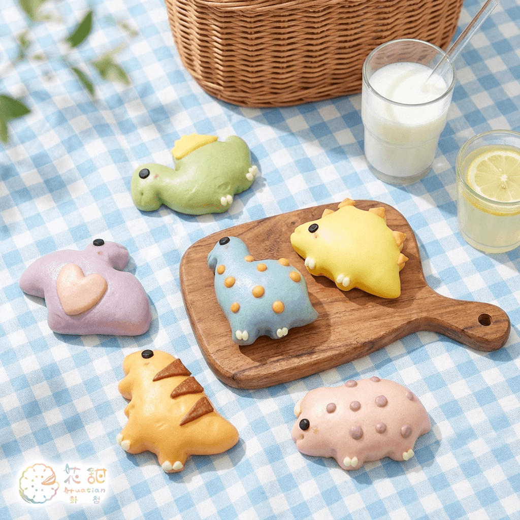 繽紛恐龍-鮮奶造型饅頭(6入)